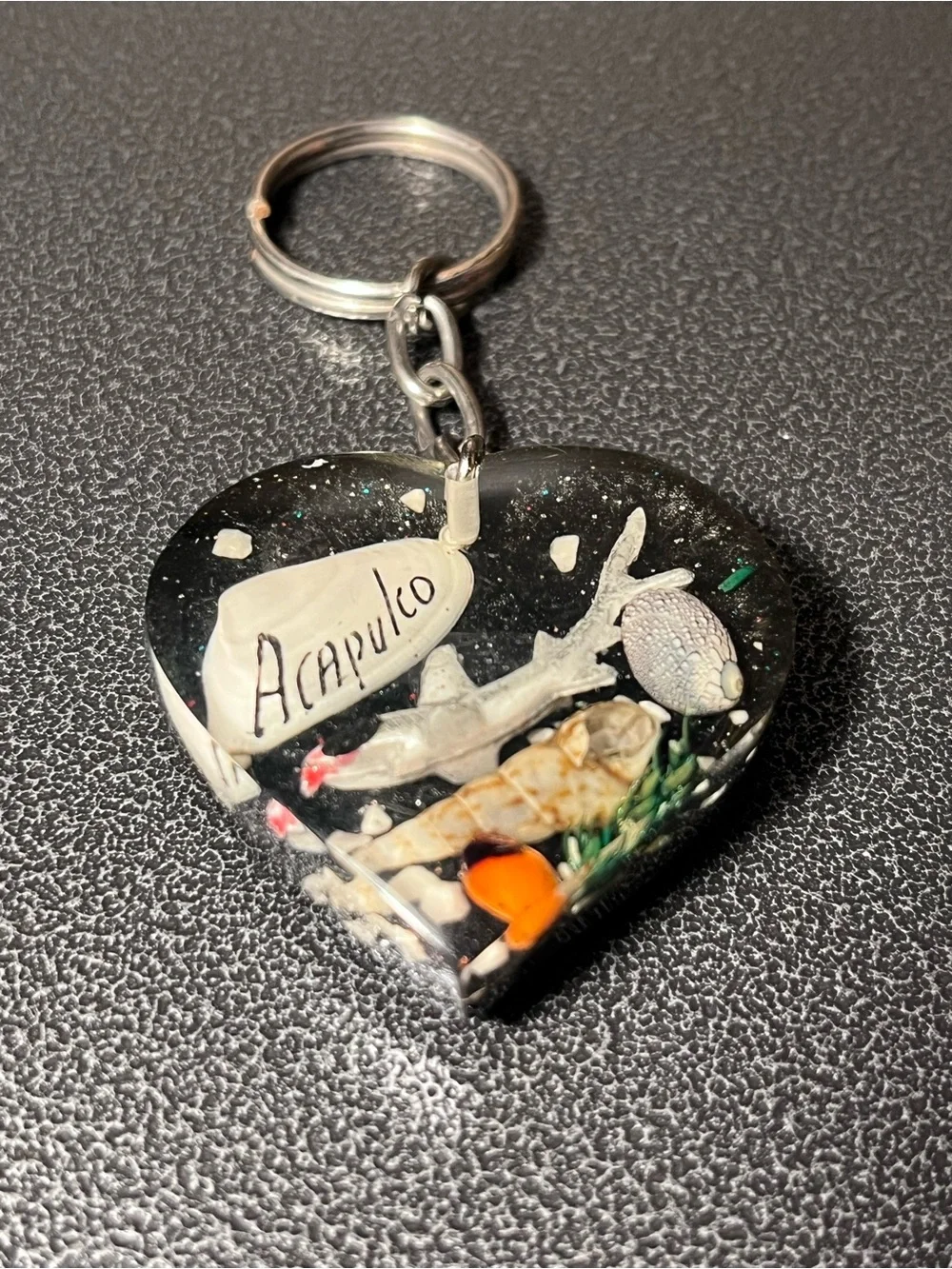 Vintage Souvenir Keyring ACAPULCO MEXICO Keychain Shark and Shells, Souvenirs